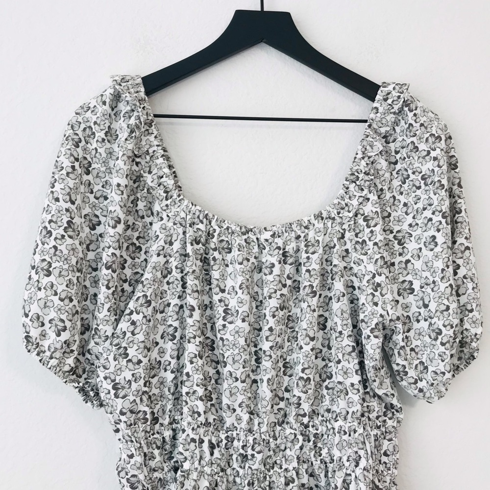 New! Nine West Bohemian Peasant Floral Square Neck Peplum Blouse Top - Picture 5 of 10